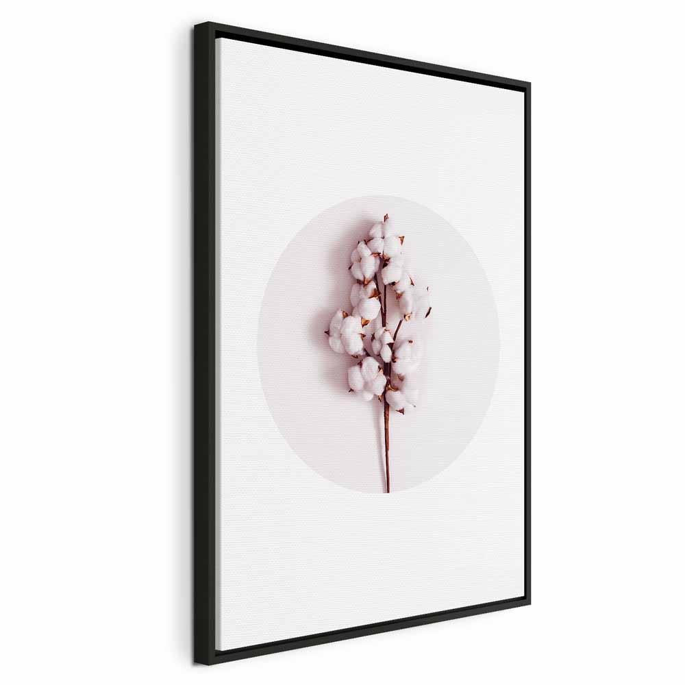 Lærredsbillede Soft Cotton lodret med blomstermotiv - 40 x 60 cm - I en sort træramme