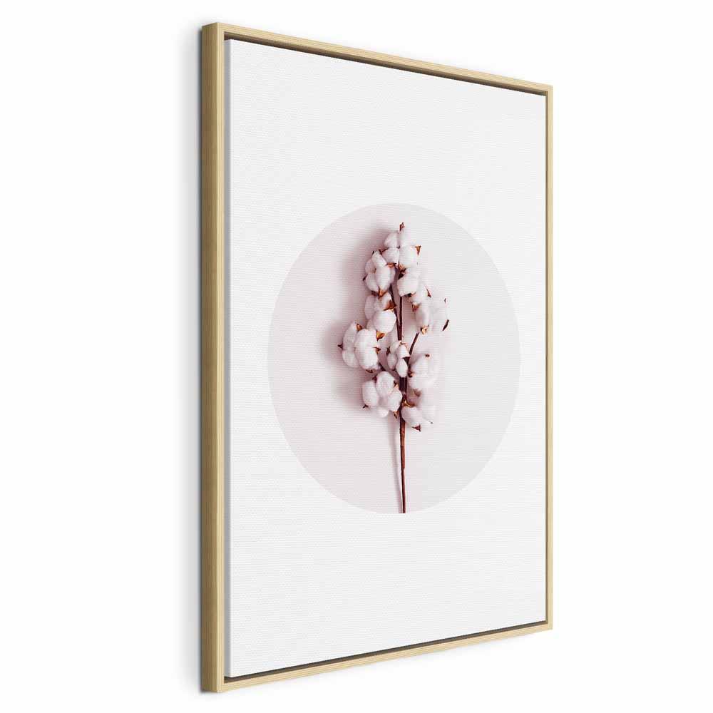 Lærredsbillede Soft Cotton lodret med blomstermotiv - 40 x 60 cm - I en naturlig træramme