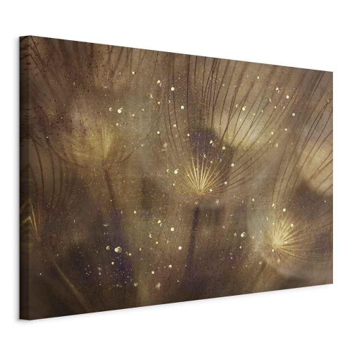 Billede på lærred med mælkebøtter - Golden Dandelions bredformat