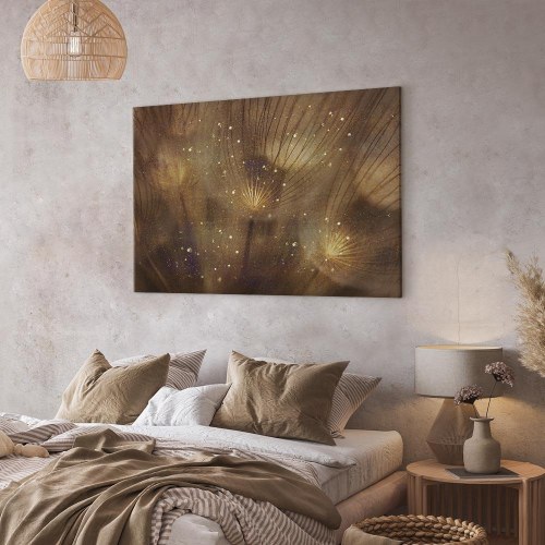 Billede på lærred med mælkebøtter - Golden Dandelions bredformat