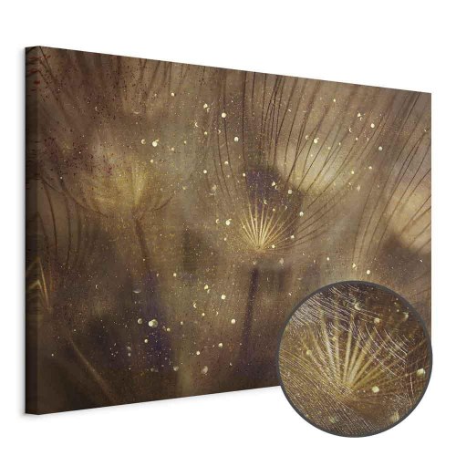 Billede på lærred med mælkebøtter - Golden Dandelions bredformat