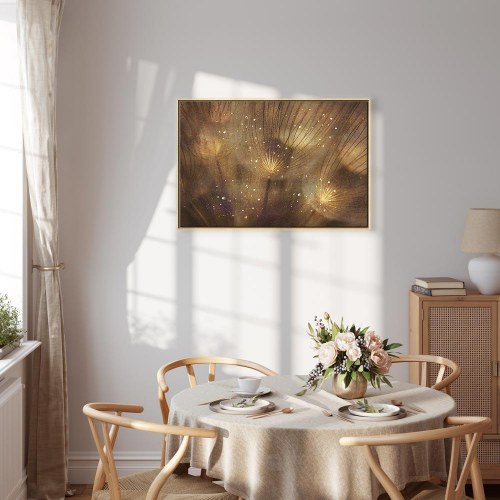 Billede på lærred med mælkebøtter - Golden Dandelions bredformat