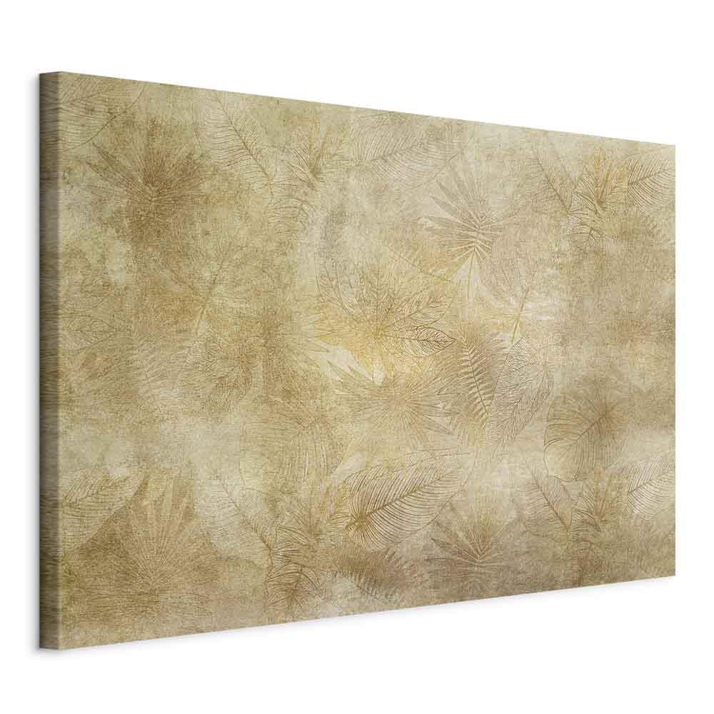Lærredsbillede - Vintage Leaves (1 del) Wide med bladmotiv og tryk på kanterne - 120 x 80 cm - Standard