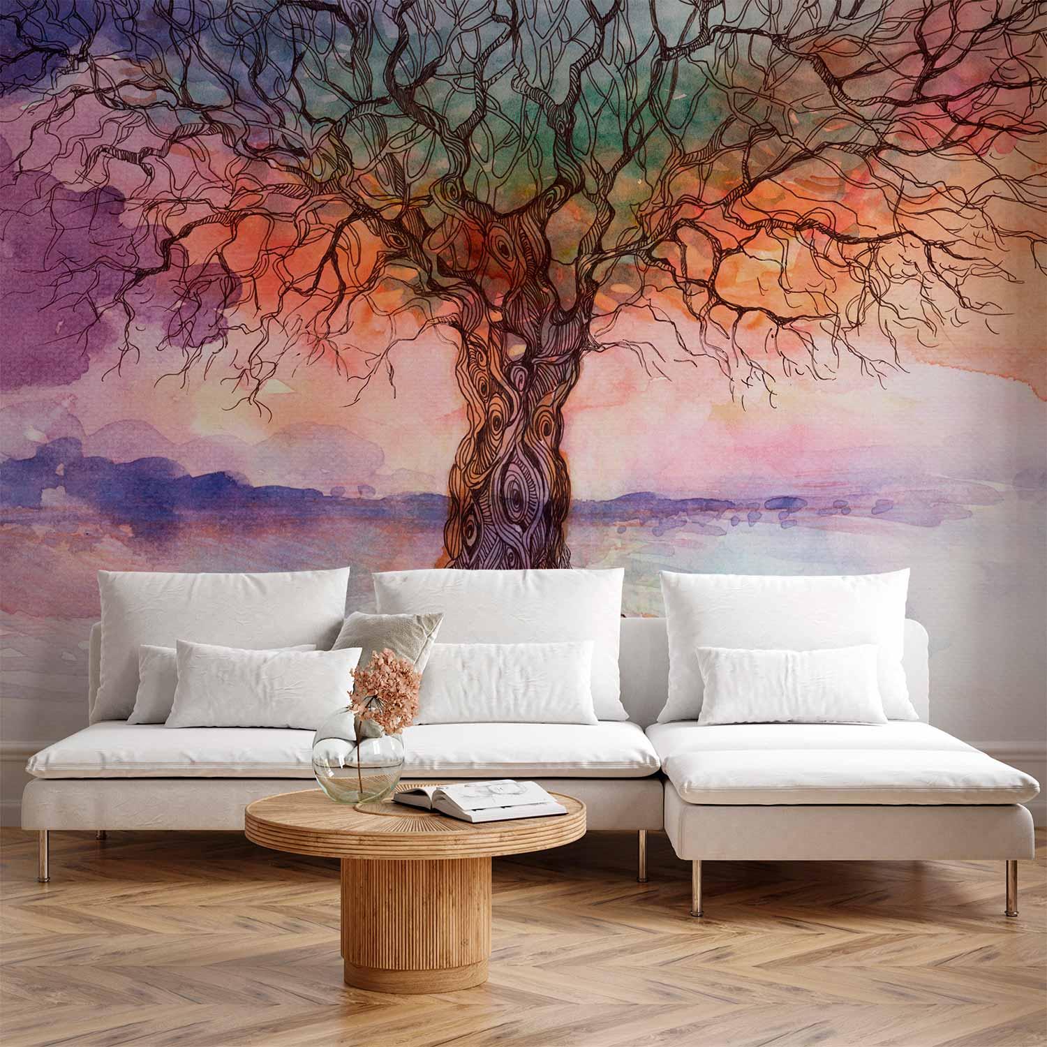 Fototapet med farverigt naturmotiv - Farverige naturfortællinger til væg i flere varianter - 450 x 315 cm - Standard