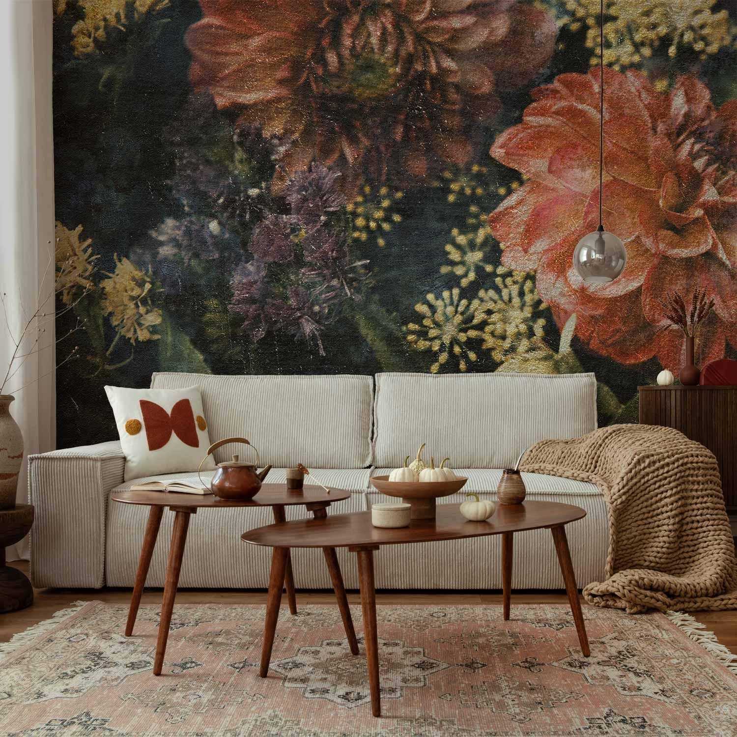 Fototapet med retro blomster - Første variant - 500 x 350 cm - Premium