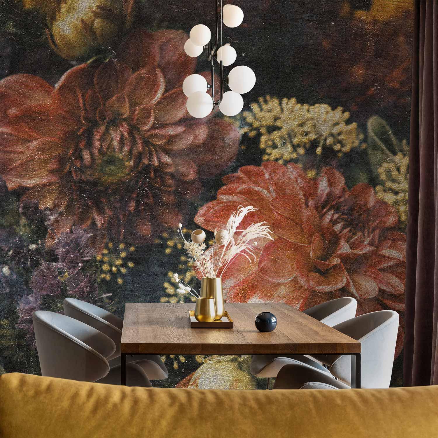 Fototapet med retro blomster - Første variant - 500 x 350 cm - Vandtæt