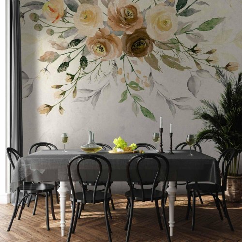 Fototapet Sommerblomstring med retro blomstermotiv