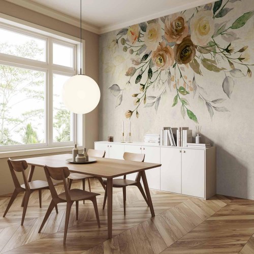 Fototapet Sommerblomstring med retro blomstermotiv