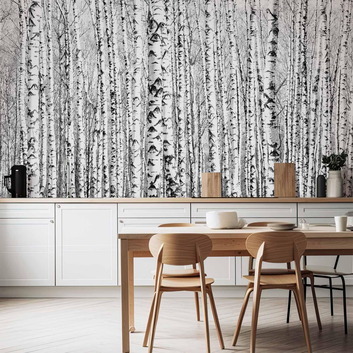 Fototapet Birkeskov til væg - 400 x 280 cm - Vandtæt