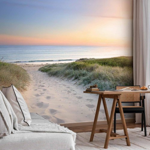Fototapet Morgentur på stranden
