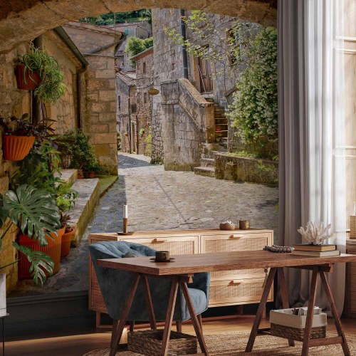 Fototapet med motiv af provinsgyde i Toscana