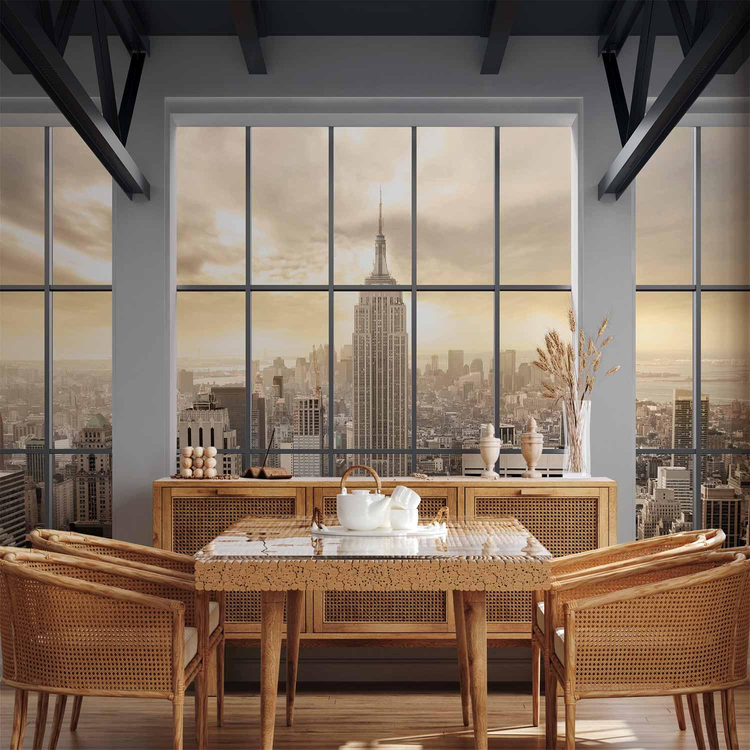 Fototapet Skyer over New York City - 200 x 140 cm - Vandtæt