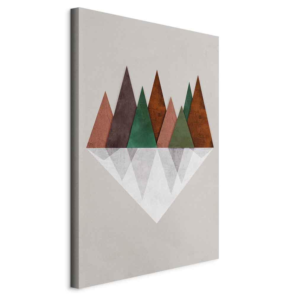 Lærredsbillede Symmetrisk Landskab - abstrakt, geometrisk vægdekoration i lodret format - 40 x 60 cm - Standard