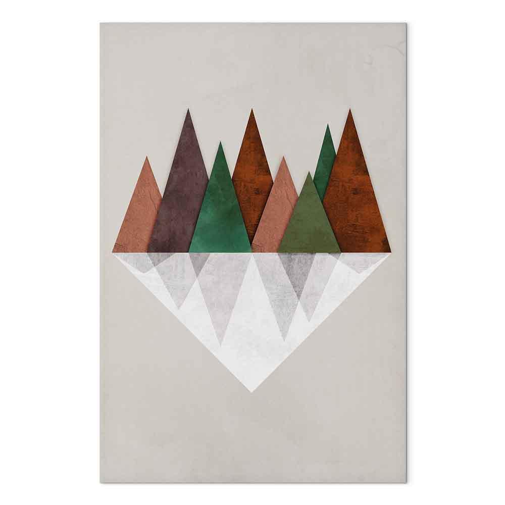 Lærredsbillede Symmetrisk Landskab - abstrakt, geometrisk vægdekoration i lodret format - 40 x 60 cm - Akustisk