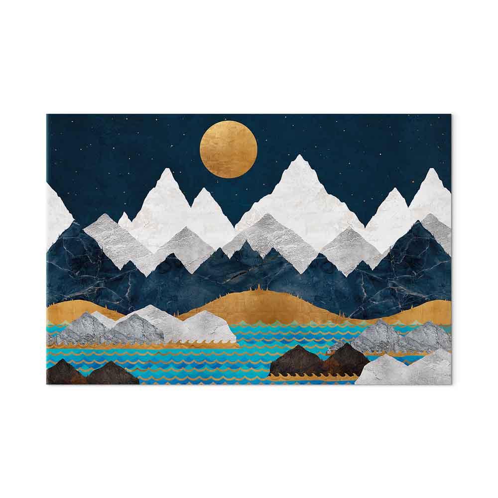 Billede på lærred - Nat i bjergene, 1-delt bredformat vægdekoration med bjerglandskab - 60 x 40 cm - Akustisk