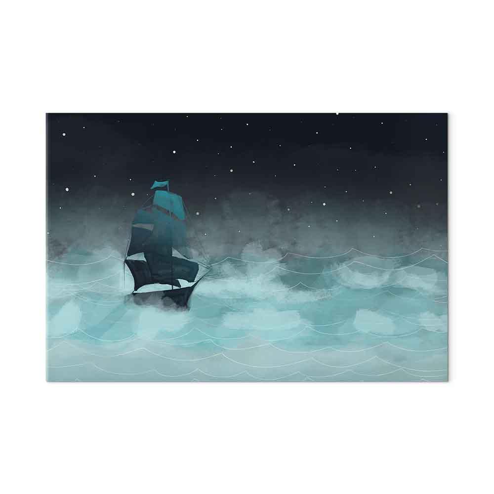 Lærredsbillede Nattebølger bredformat - anden variant - 60 x 40 cm - Akustisk