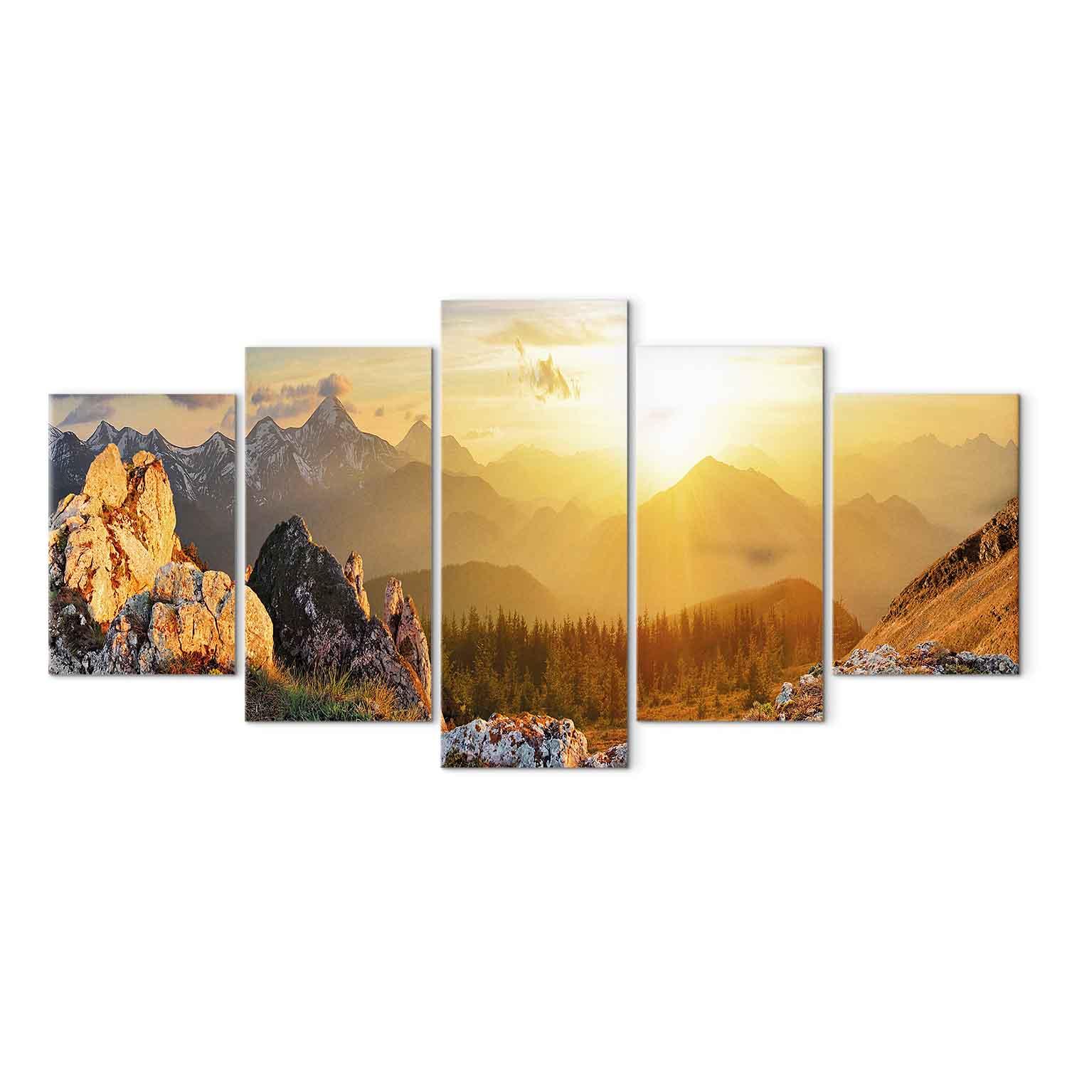 Lærredsbillede Sun Salutation - landskab i 5 dele - 100 x 50 cm - Standard