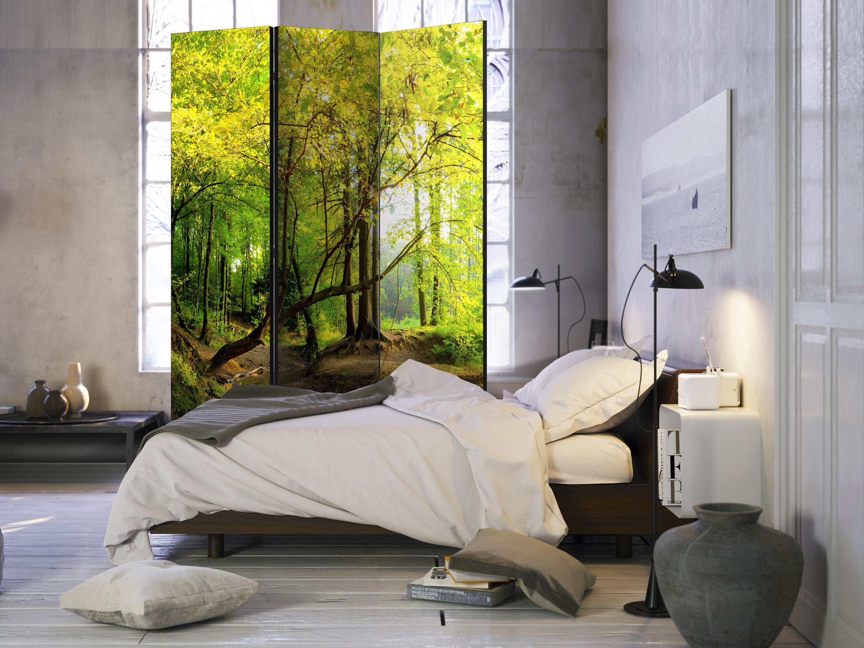 Skærmvæg Skovlysning 135 x 172 cm - 3-panels rumdeler - 135 x 172 cm - Akustik