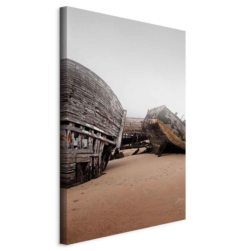 Lærredsbillede Forladte Kuttere lodret - 40 x 60 cm - Standard