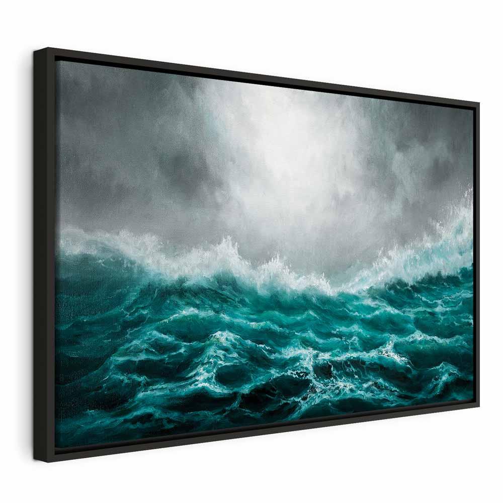 Lærredsbillede Restless Ocean bredformat - 60 x 40 cm - I en sort træramme