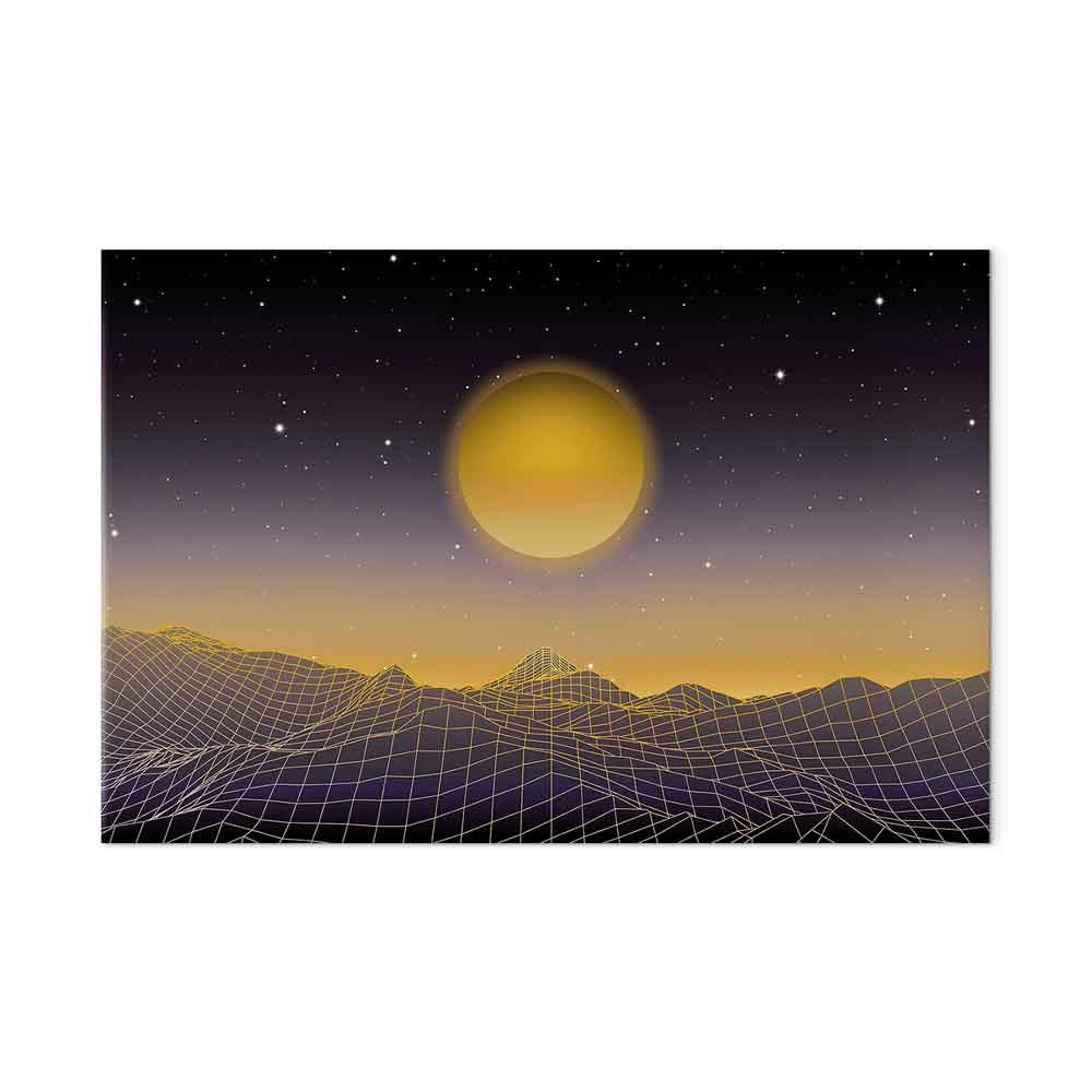 Lærredsbillede - Futuristisk landskab 3 i bredt format med kosmisk motiv - 60 x 40 cm - Akustisk