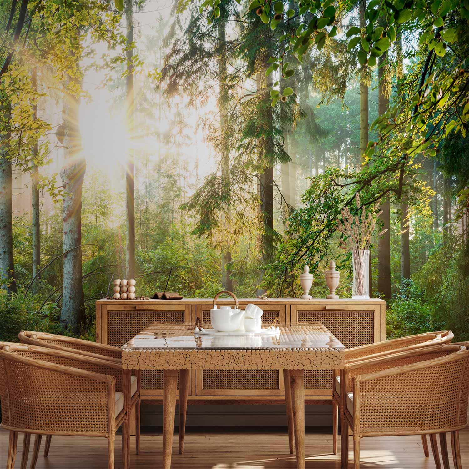 Fototapet Untamed Nature med skovmotiv - 400 x 280 cm - Vandtæt