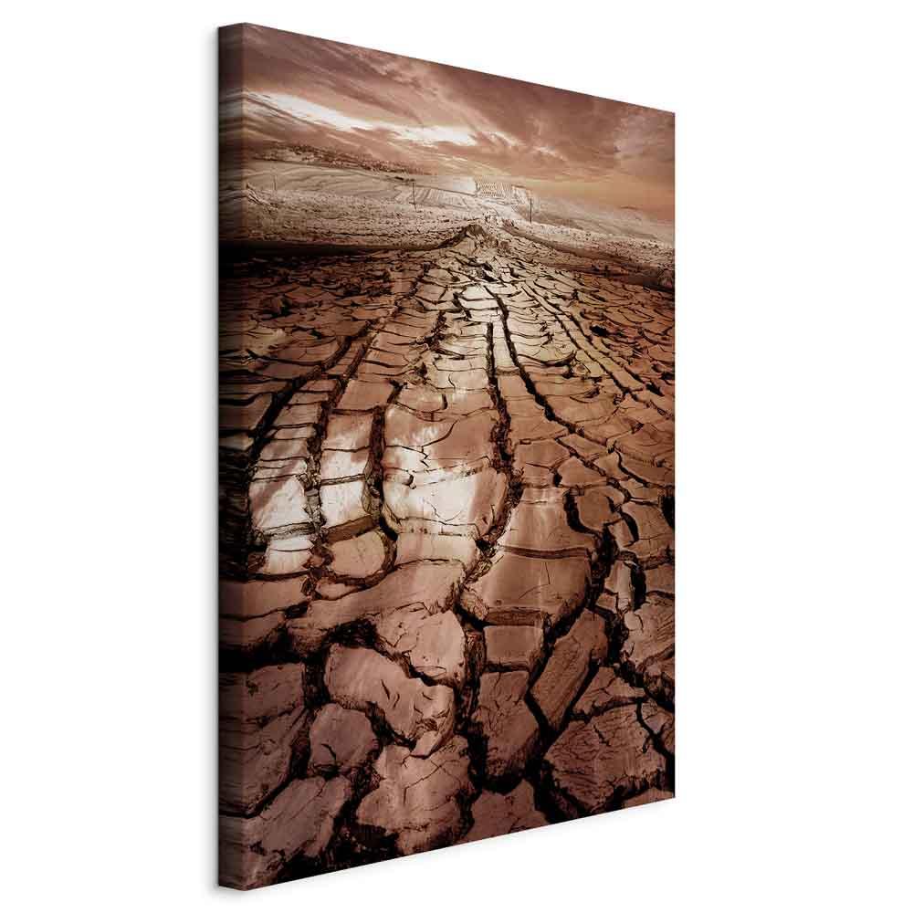 Billede på lærred - Tørke, 1 del, lodret vægdekoration med landskabsmotiv - 80 x 120 cm - På italiensk lærred