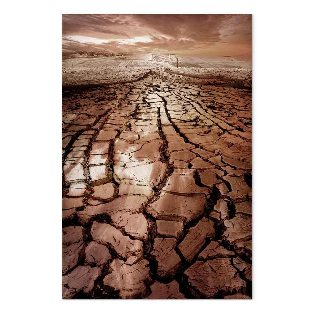 Billede på lærred - Tørke, 1 del, lodret vægdekoration med landskabsmotiv - 80 x 120 cm - Premium Print