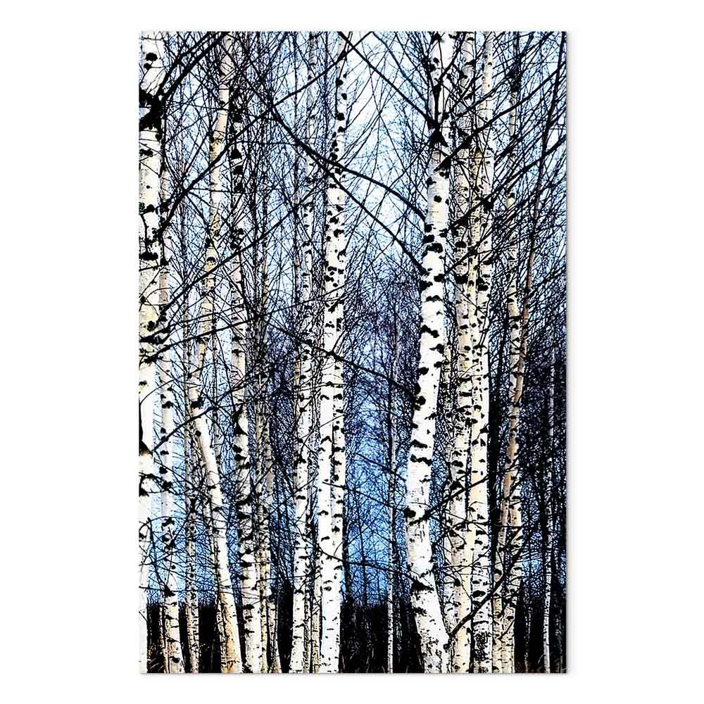 Lærredsbillede Frosty January - lodret vægdekoration med vinterlandskab - 60 x 90 cm - Akustisk
