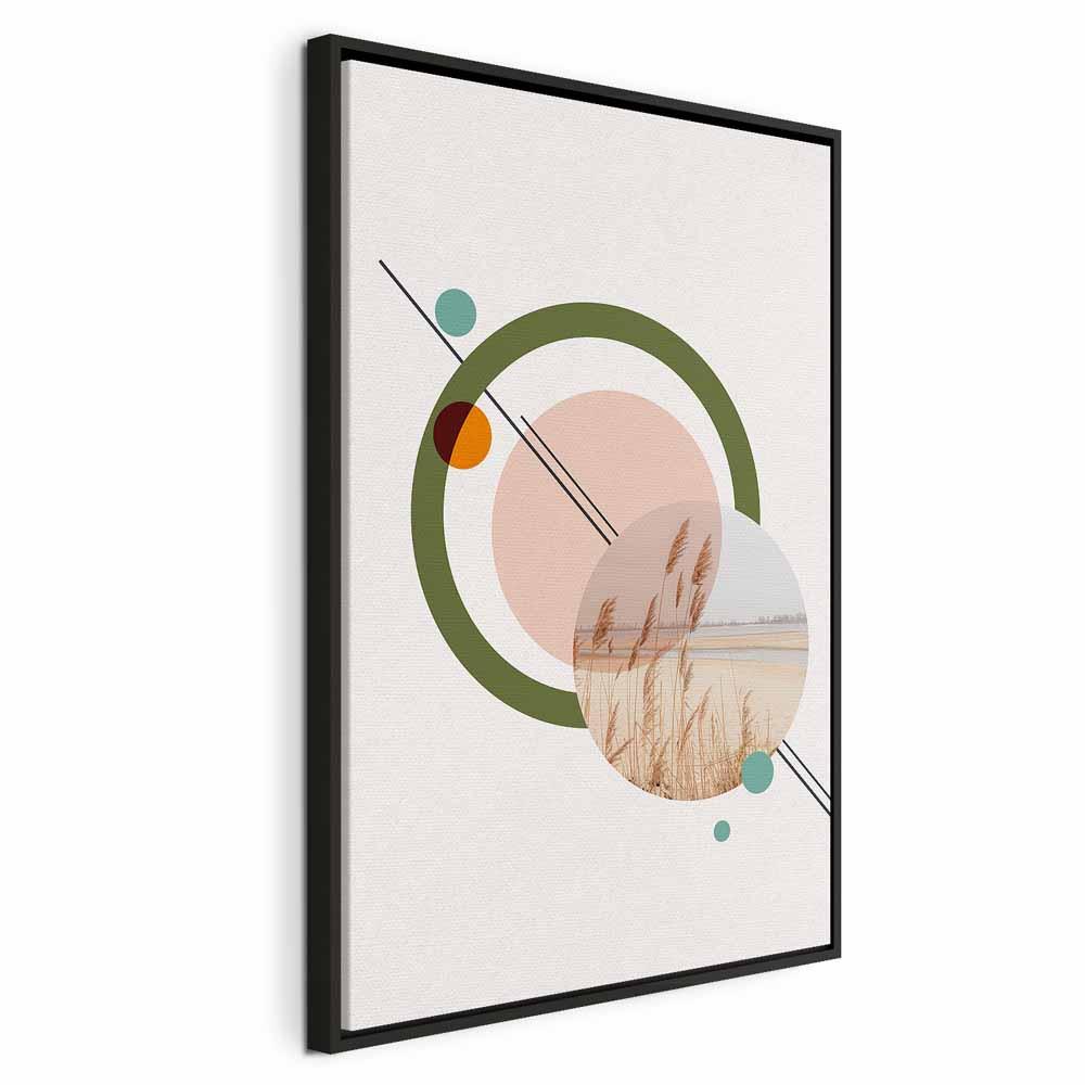 Lærredsbillede - Geometrisk landskab lodret abstrakt vægdekoration - 80 x 120 cm - I en sort træramme