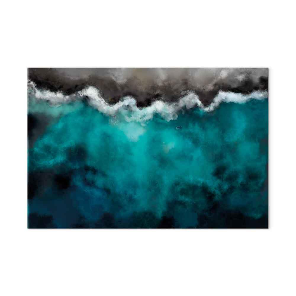 Lærredsbillede Blå Lagune Bredformat - 30 x 20 cm - Akustisk