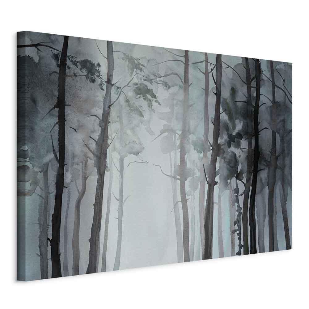 Billede på lærred - Diset skov, bredt enkeltpanel vægdekoration - 120 x 80 cm - På italiensk lærred