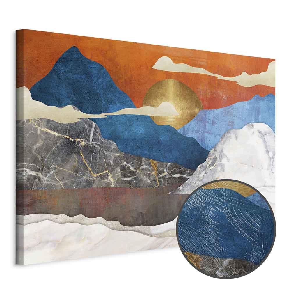Billede på lærred - Mountain Idyll, 1 del i bredt format med abstrakt landskab - 120 x 80 cm - Premium Print