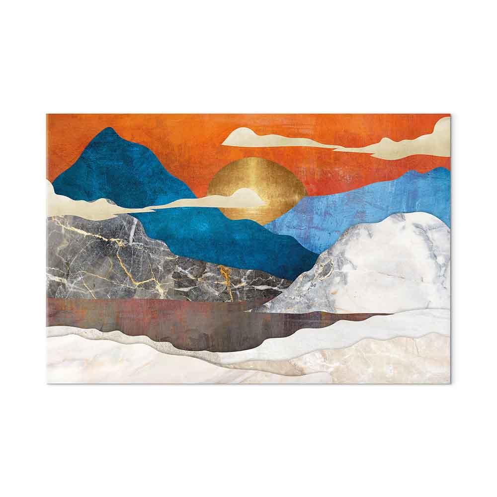 Billede på lærred - Mountain Idyll, 1 del i bredt format med abstrakt landskab - 120 x 80 cm - Akustisk