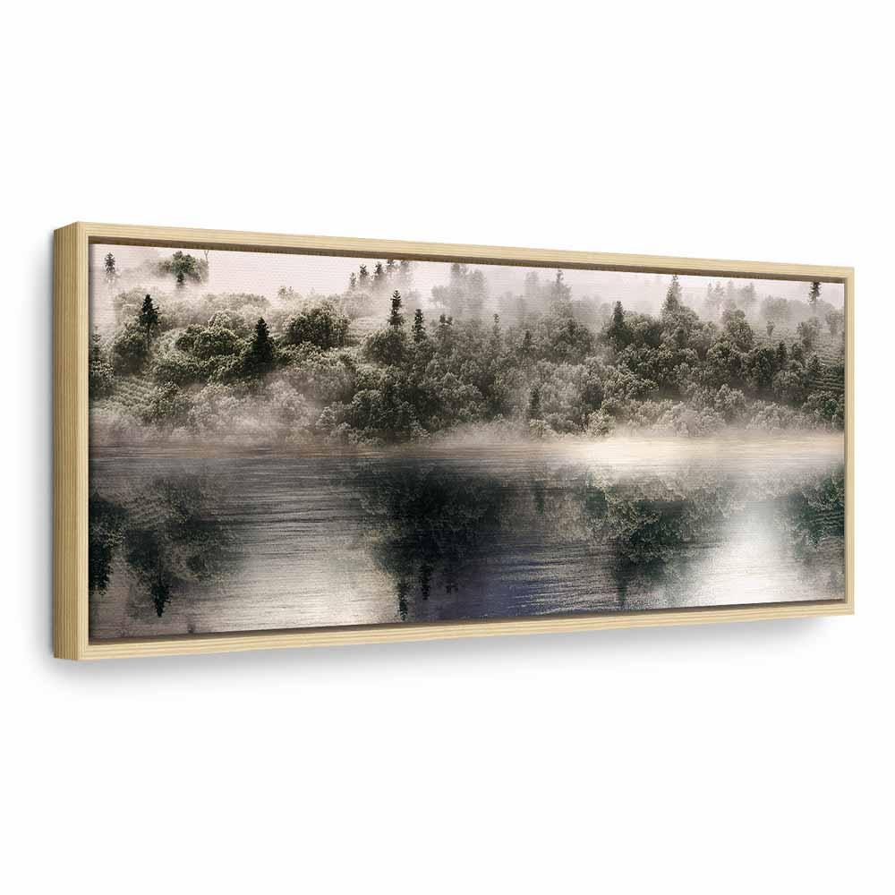 Landskabsbillede på lærred - Guds nærvær, smalt vægbillede i 1 del - 150 x 50 cm - I en naturlig træramme