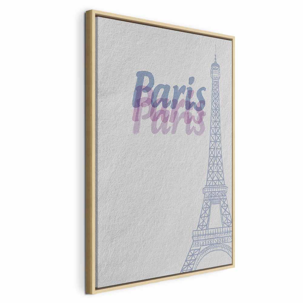 Lærredsbillede Paris i akvarelfarver 1 del lodret - 40 x 60 cm - I en naturlig træramme