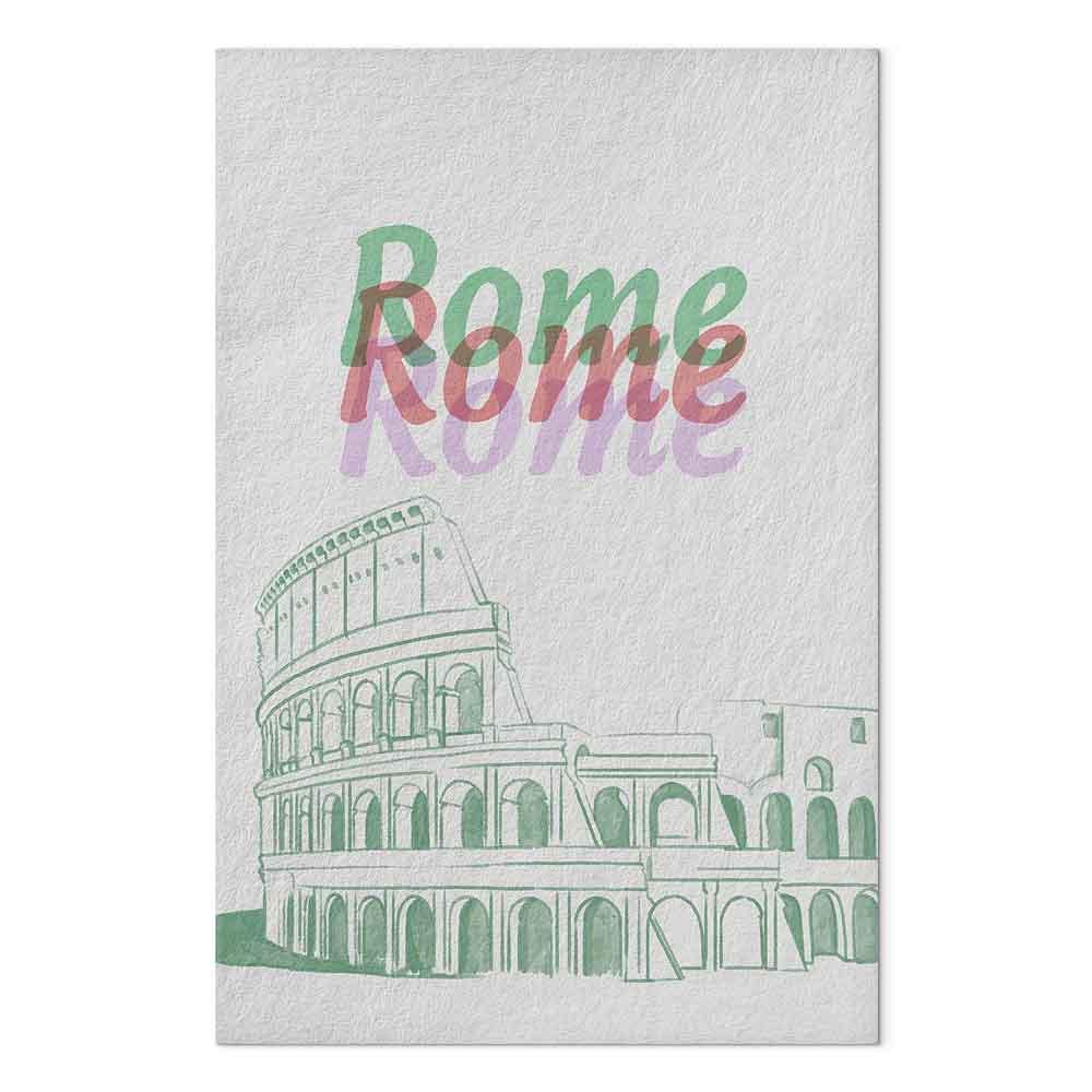 Lærredsbillede Rome i akvarelfarver - vertikalt bybillede med Rom-motiv - 80 x 120 cm - Premium Print