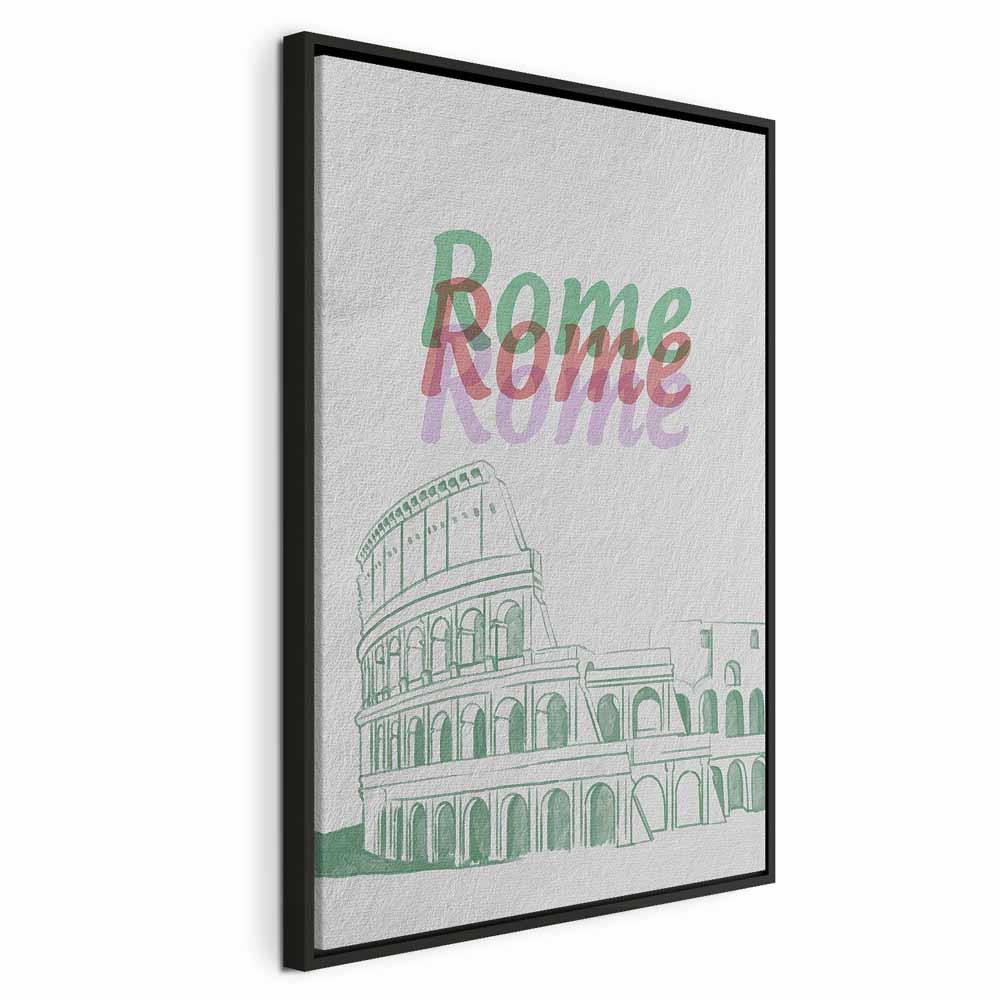 Lærredsbillede Rome i akvarelfarver - vertikalt bybillede med Rom-motiv - 80 x 120 cm - I en sort træramme