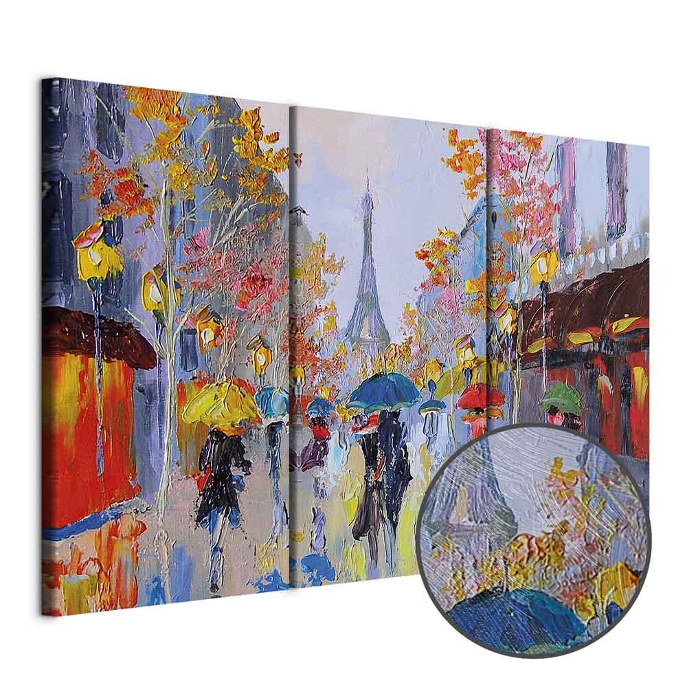 Lærredsbillede Regnfulde Paris - bymotiv - 120 x 80 cm - Premium Print