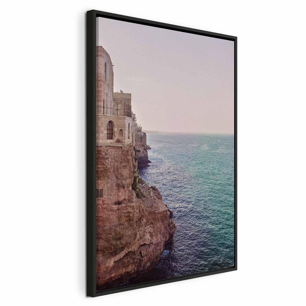 Lærredsbillede Turkis Kyst 1-delt lodret - 40 x 60 cm - I en sort træramme