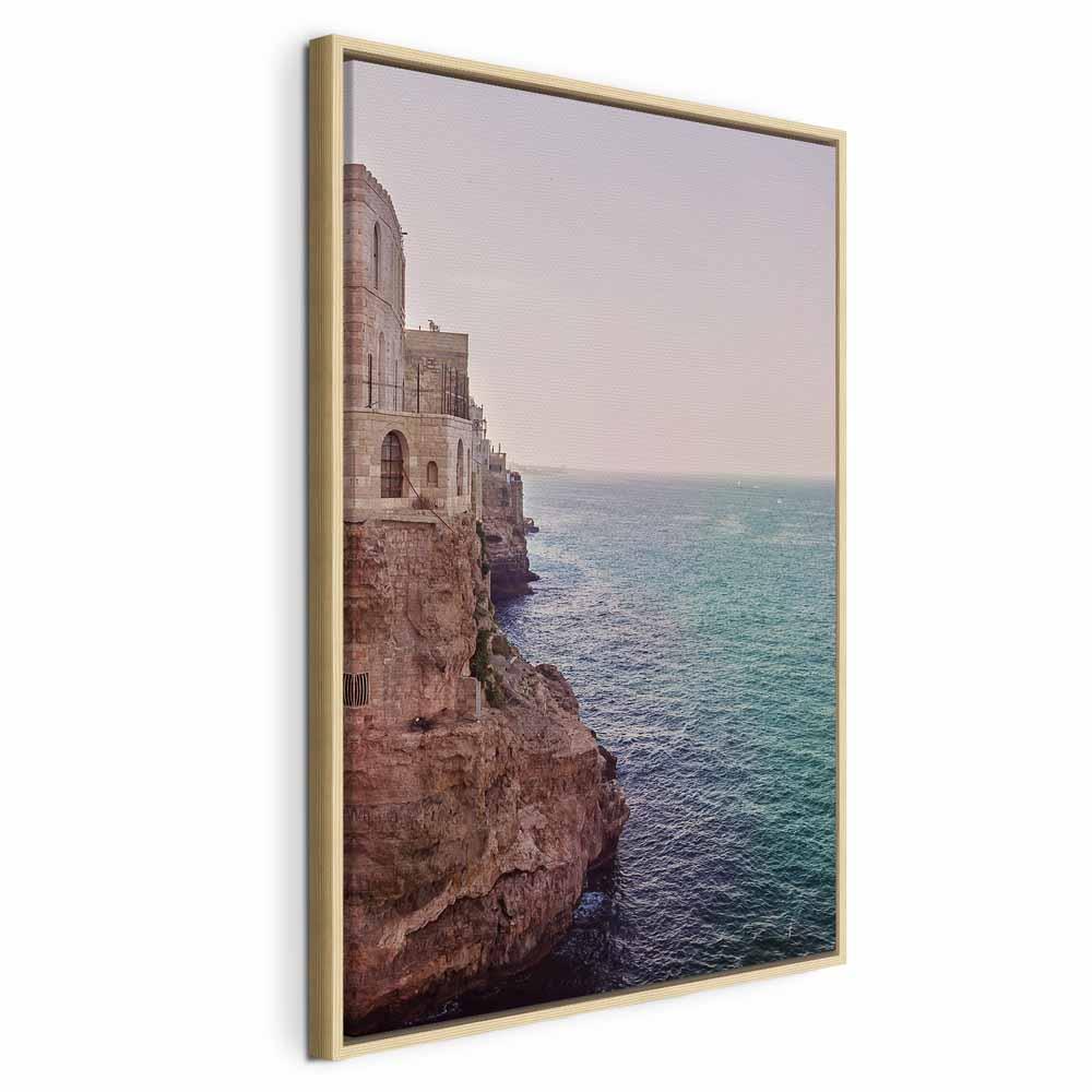 Lærredsbillede Turkis Kyst 1-delt lodret - 40 x 60 cm - I en naturlig træramme