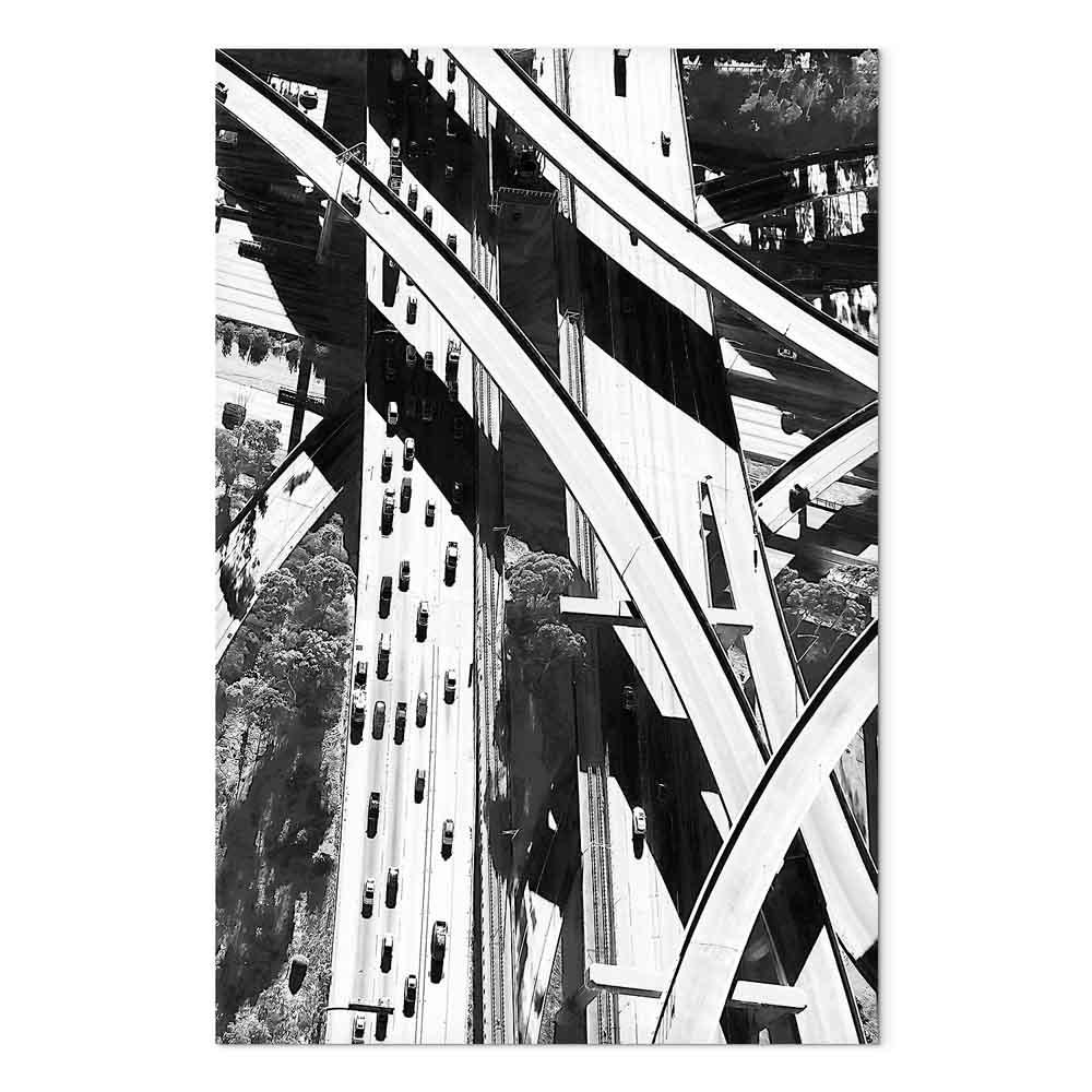 Lærredsbillede - City Geometry - vertikalt billede med bymotiv og grafisk arkitektur - 40 x 60 cm - Premium Print