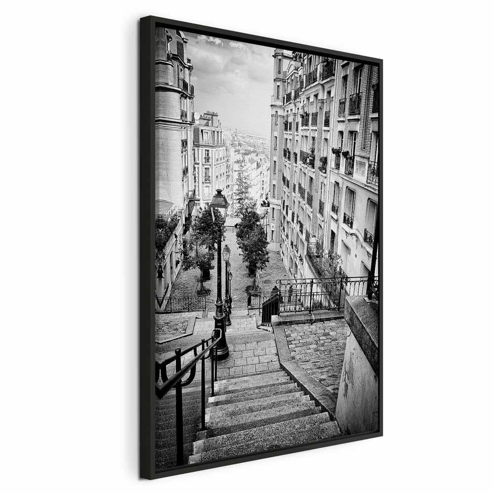 Billede på lærred - Parisisk forstad 1-delt lodret - 80 x 120 cm - I en sort træramme