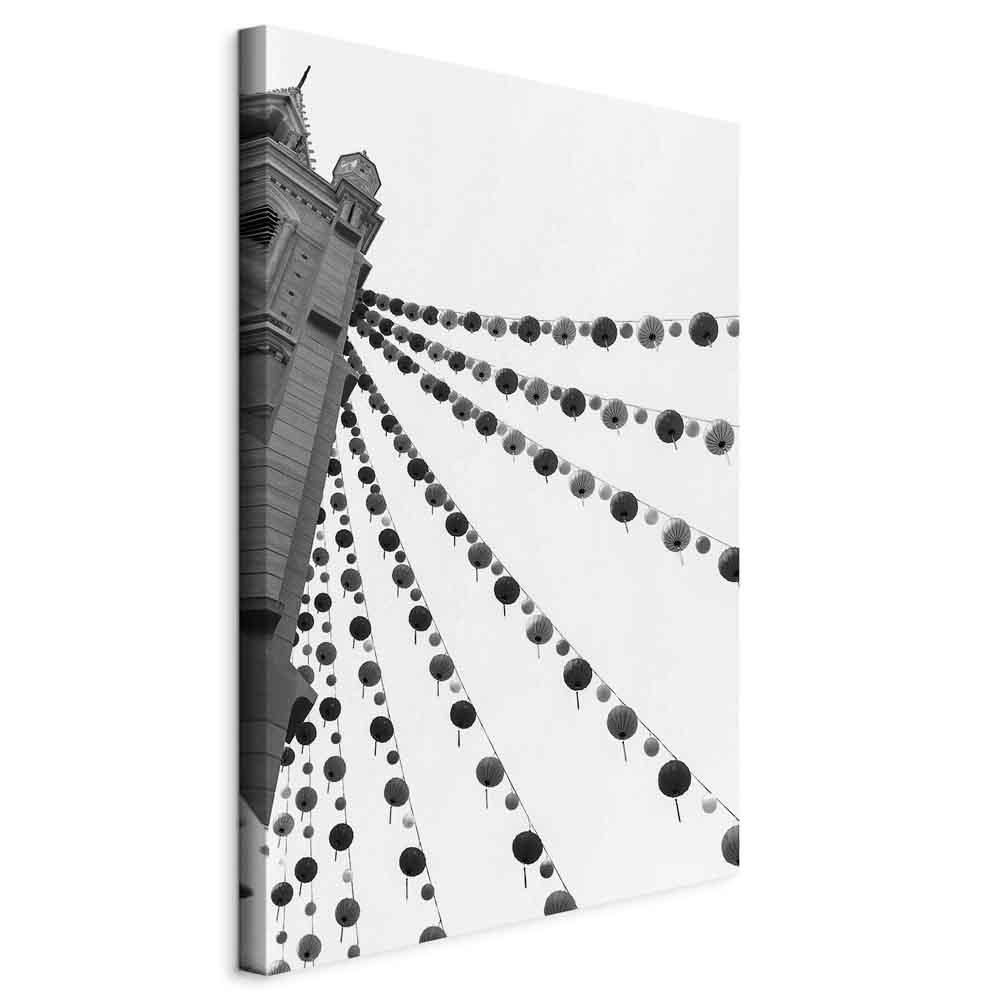 Billede på lærred - Glædelig festival, lodret vægdekoration med by- og arkitekturmotiv - 40 x 60 cm - Standard
