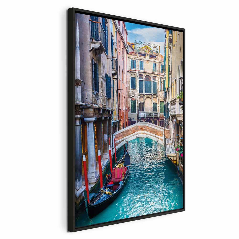 Lærredsbillede Holiday Moment - 1 del, vertikal vægdekoration med Venedig-motiv - 40 x 60 cm - I en sort træramme