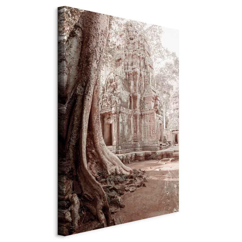 Lærredsbillede Ruinerne i Angkor - lodret vægbillede i 1 del - 80 x 120 cm - På italiensk lærred