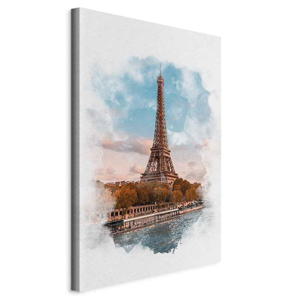 Lærredsbillede Paris View lodret - Eiffel-tårnet - 40 x 60 cm - Standard