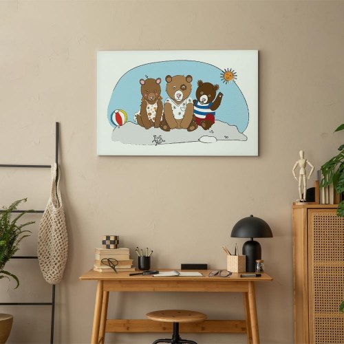 Lærredsbillede Teddy Bears on the Beach - bredformat