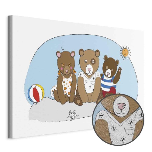 Lærredsbillede Teddy Bears on the Beach - bredformat