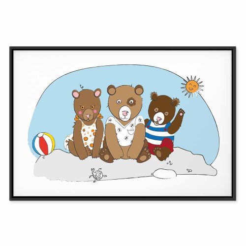 Lærredsbillede Teddy Bears on the Beach - bredformat